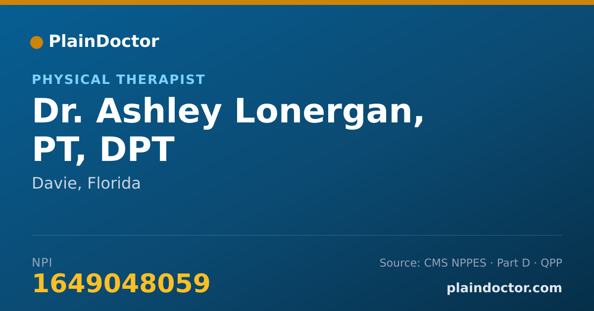 Shareable card for Ashley Lonergan, PT, DPT - Physical Therapist, Davie, FL
