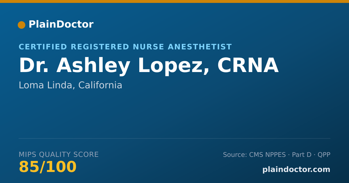 Shareable card for Ashley Lopez, CRNA - Certified Registered Nurse Anesthetist, Loma Linda, CA