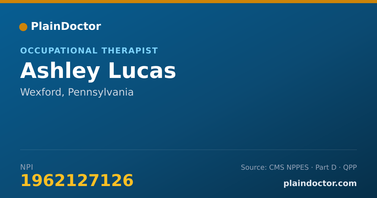Shareable card for Ashley Lucas - Occupational Therapist, Wexford, PA