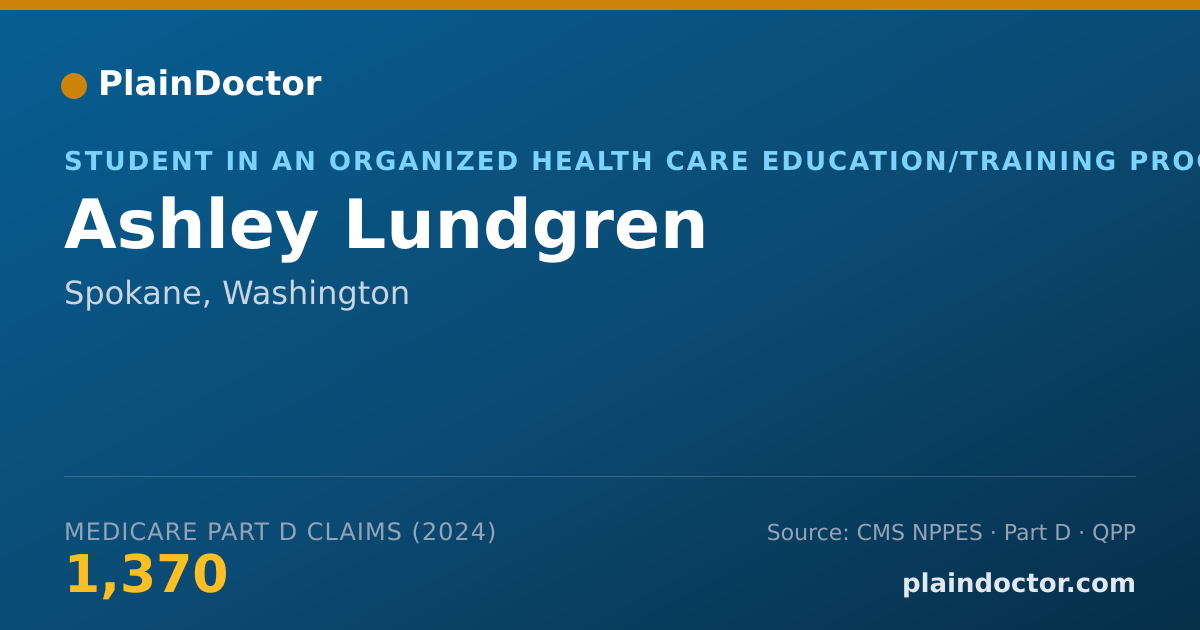 Shareable card for Ashley Lundgren - Student in an Organized Health Care Education/Training Program, Spokane, WA