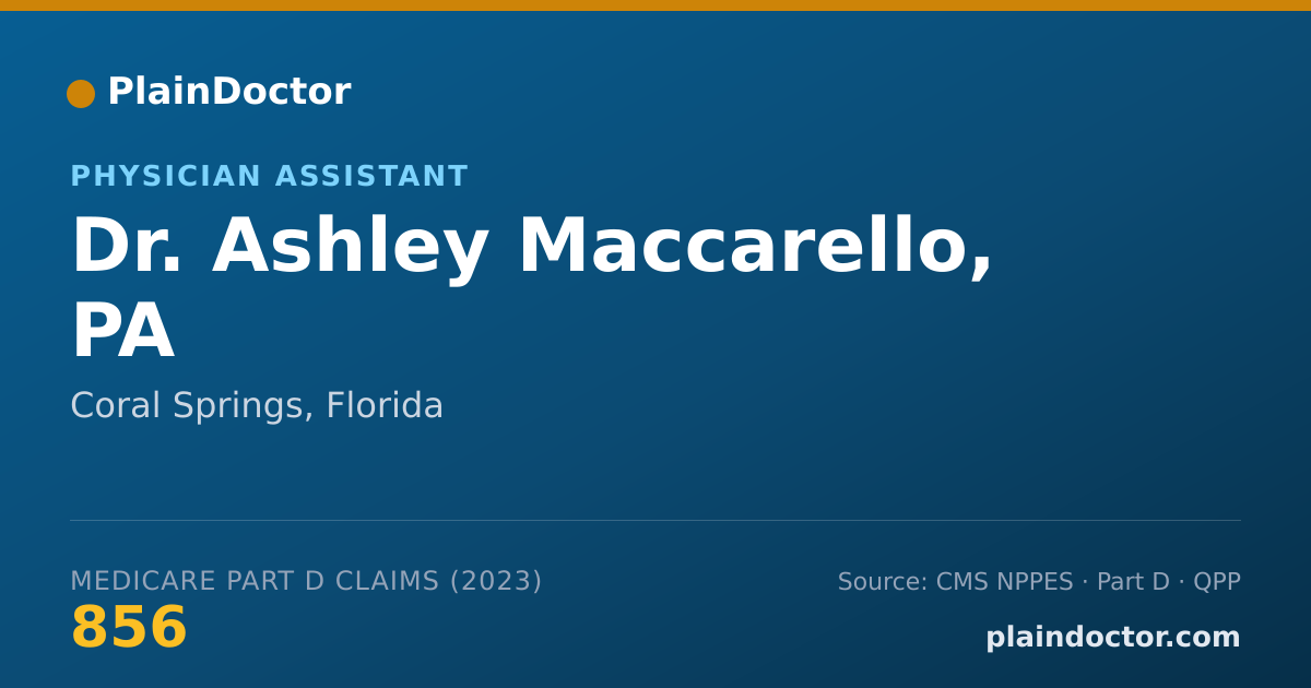 Shareable card for Ashley Maccarello, PA - Physician Assistant, Coral Springs, FL