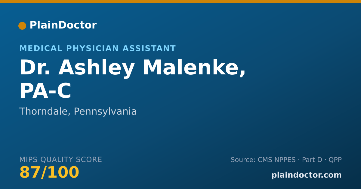 Shareable card for Ashley Malenke, PA-C - Medical Physician Assistant, Thorndale, PA