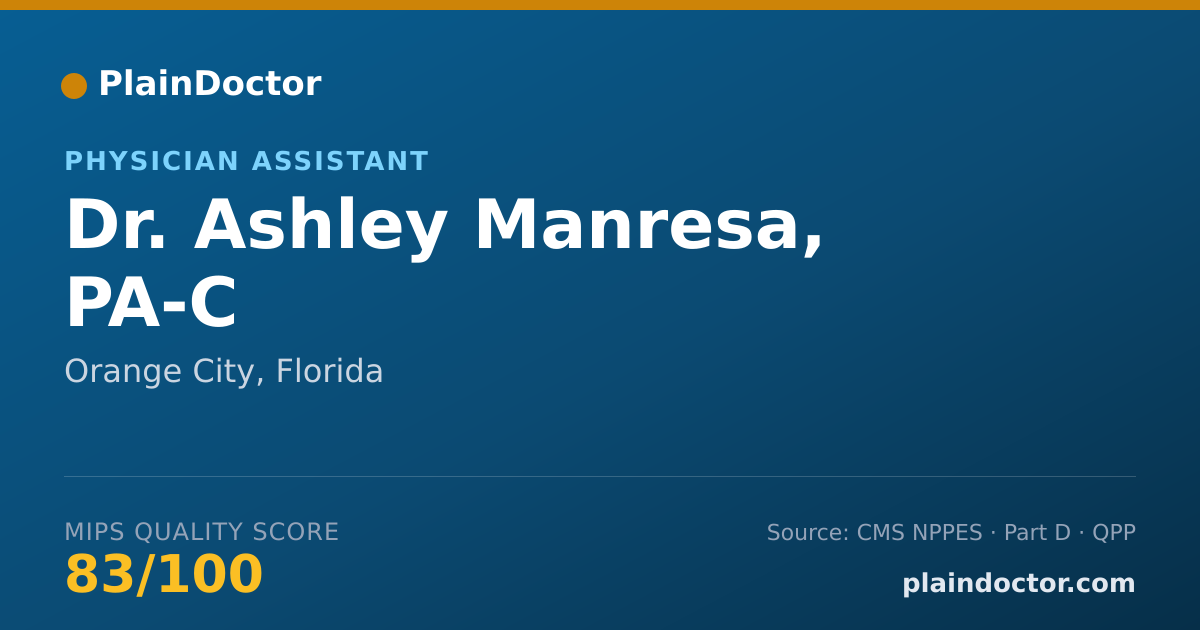 Shareable card for Ashley Manresa, PA-C - Physician Assistant, Orange City, FL