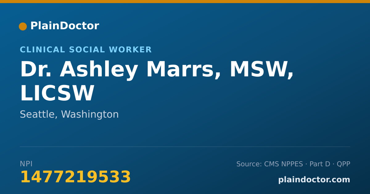 Shareable card for Ashley Marrs, MSW, LICSW - Clinical Social Worker, Seattle, WA