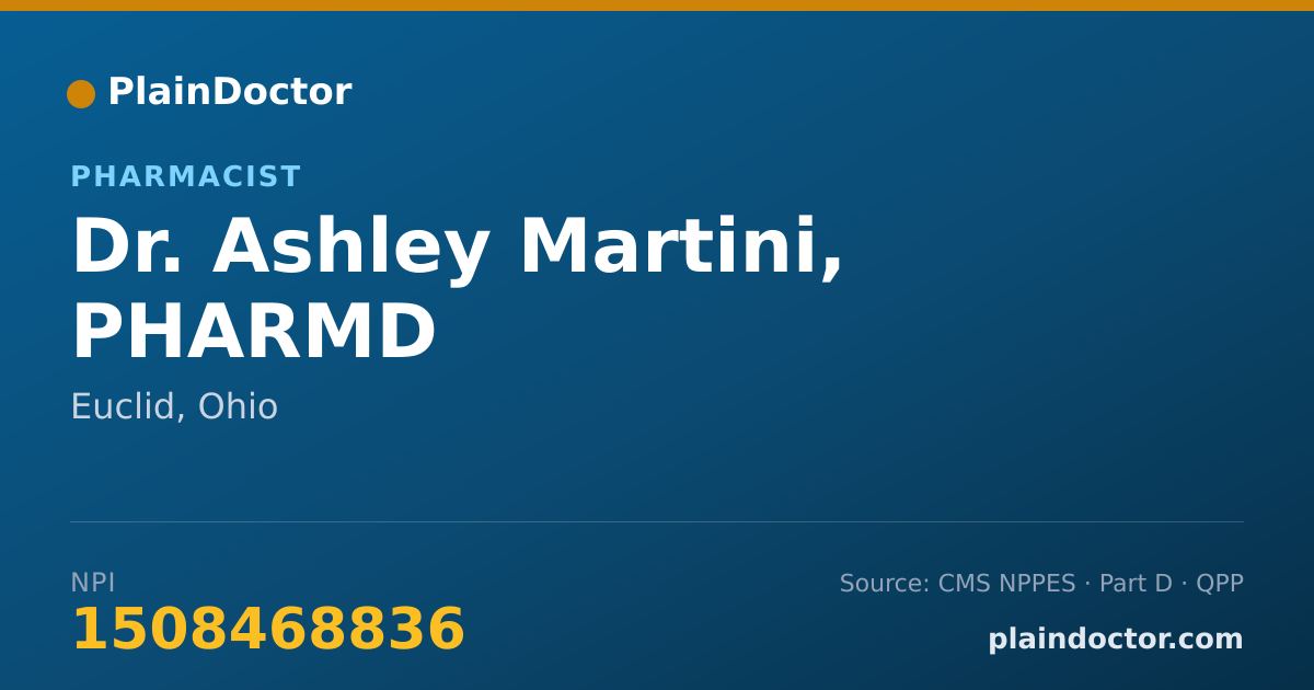Shareable card for Ashley Martini, PHARMD - Pharmacist, Euclid, OH
