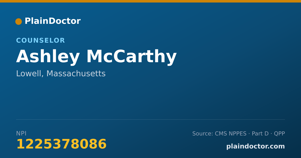 Shareable card for Ashley McCarthy - Counselor, Lowell, MA