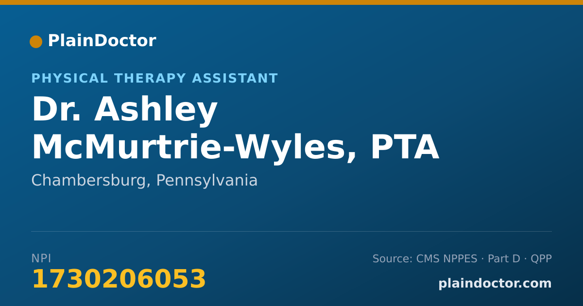 Shareable card for Ashley McMurtrie-Wyles, PTA - Physical Therapy Assistant, Chambersburg, PA