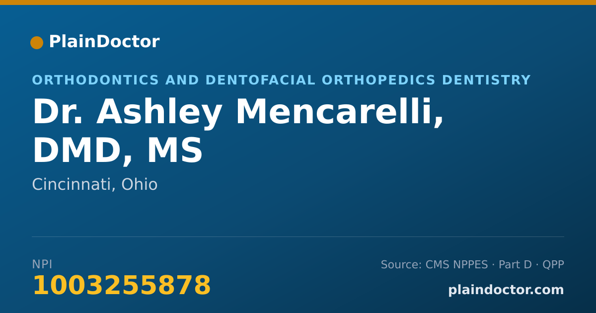 Shareable card for Ashley Mencarelli, DMD, MS - Orthodontics and Dentofacial Orthopedics Dentistry, Cincinnati, OH
