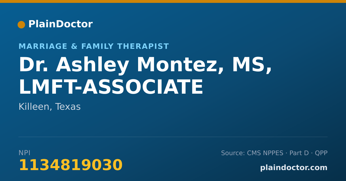 Shareable card for Ashley Montez, MS, LMFT-ASSOCIATE - Marriage & Family Therapist, Killeen, TX