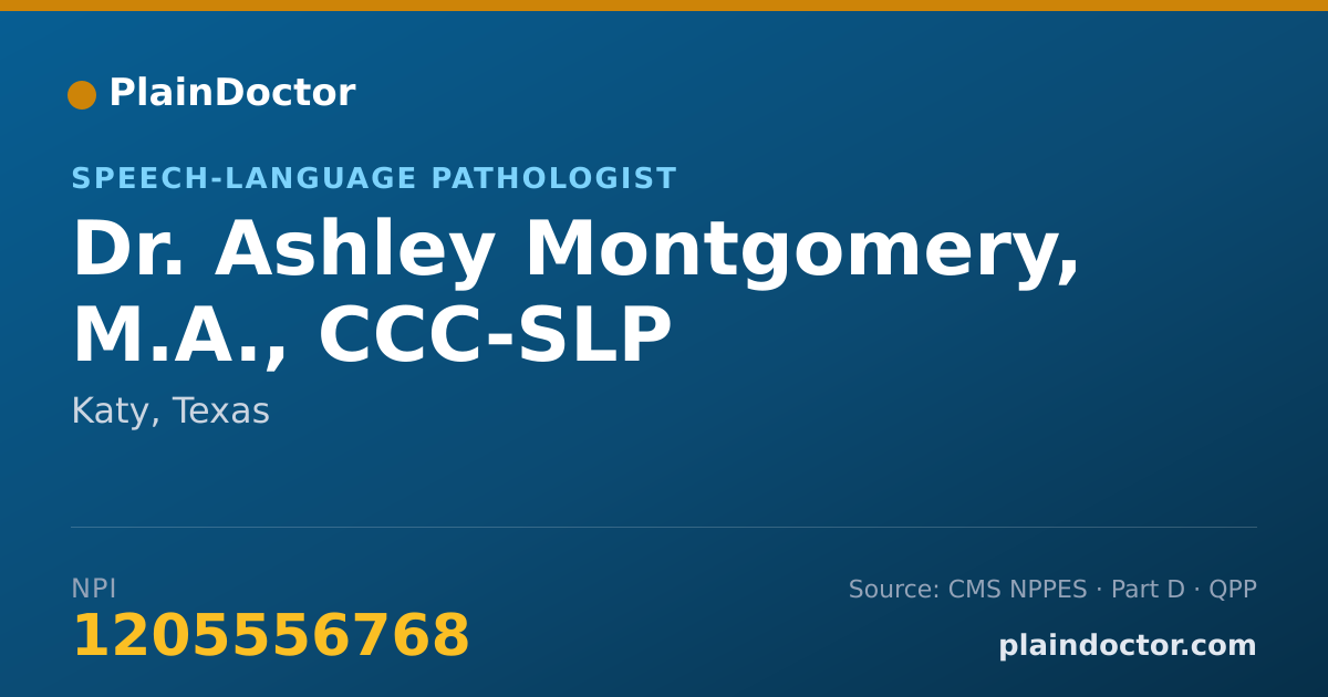 Shareable card for Ashley Montgomery, M.A., CCC-SLP - Speech-Language Pathologist, Katy, TX