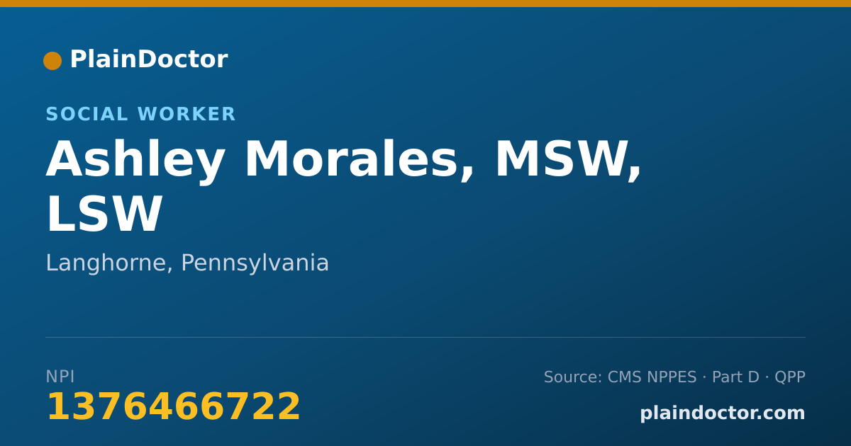 Shareable card for Ashley Morales, MSW, LSW - Social Worker, Langhorne, PA
