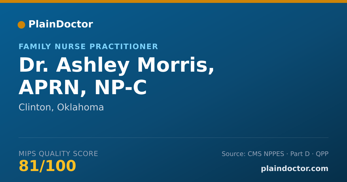 Shareable card for Ashley Morris, APRN, NP-C - Family Nurse Practitioner, Clinton, OK