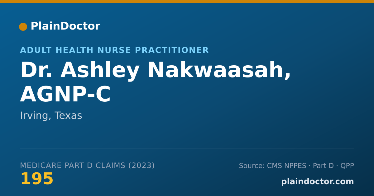 Shareable card for Ashley Nakwaasah, AGNP-C - Adult Health Nurse Practitioner, Irving, TX