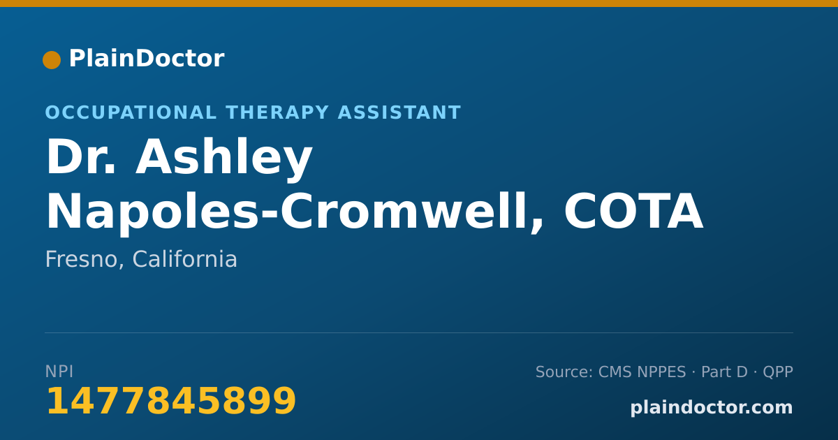 Shareable card for Ashley Napoles-Cromwell, COTA - Occupational Therapy Assistant, Fresno, CA