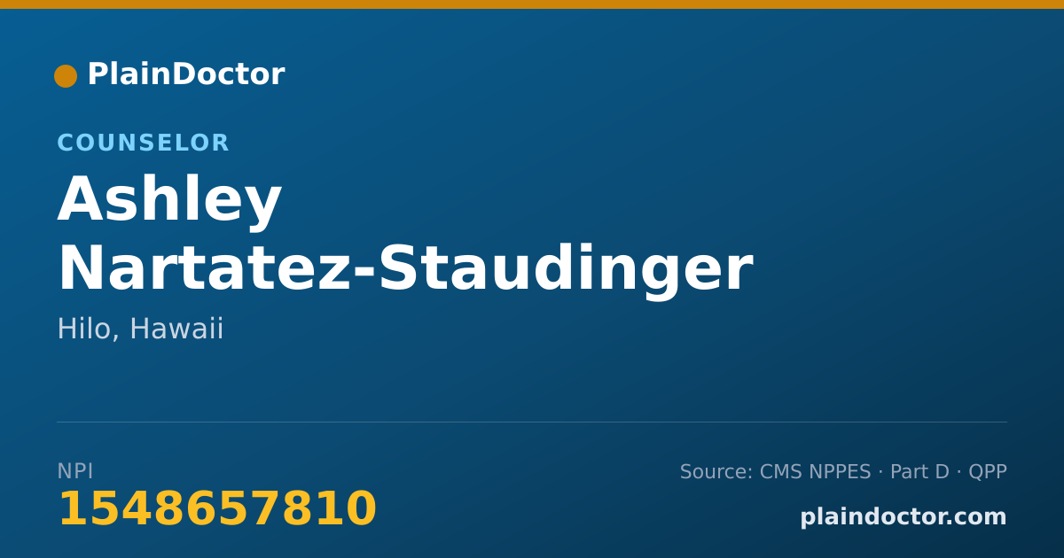 Shareable card for Ashley Nartatez-Staudinger - Counselor, Hilo, HI
