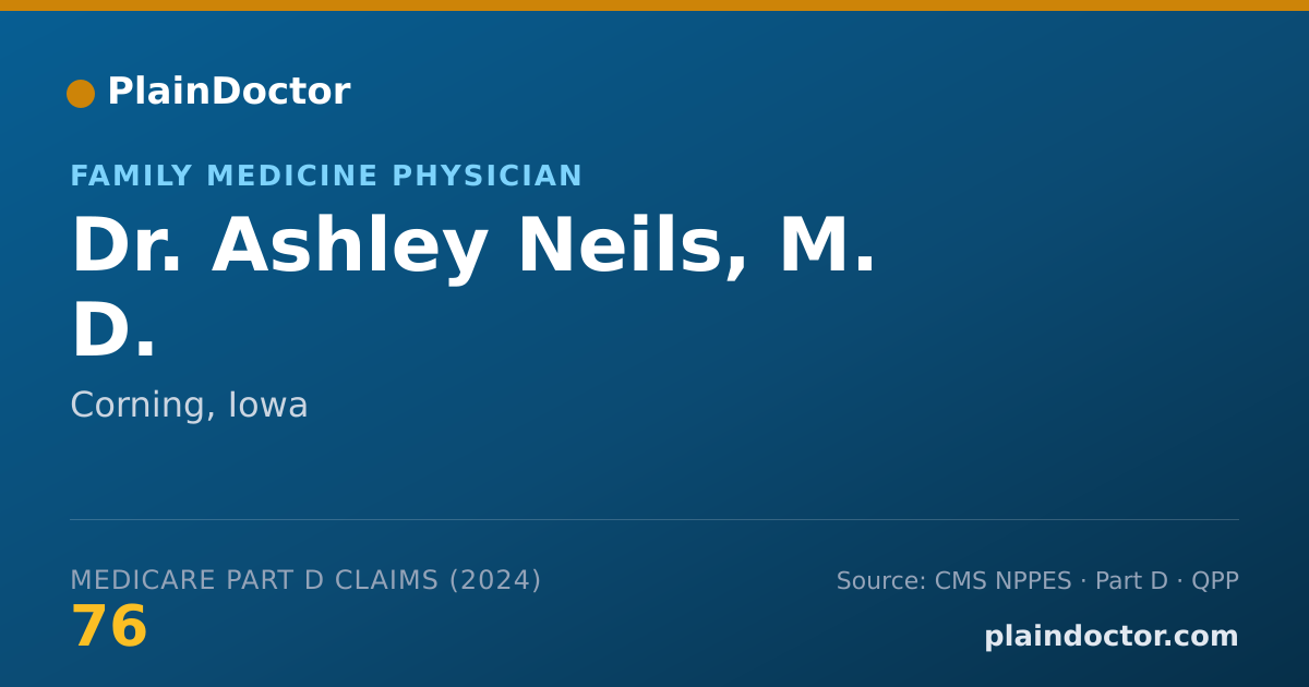 Shareable card for Ashley Neils, M. D. - Family Medicine Physician, Corning, IA