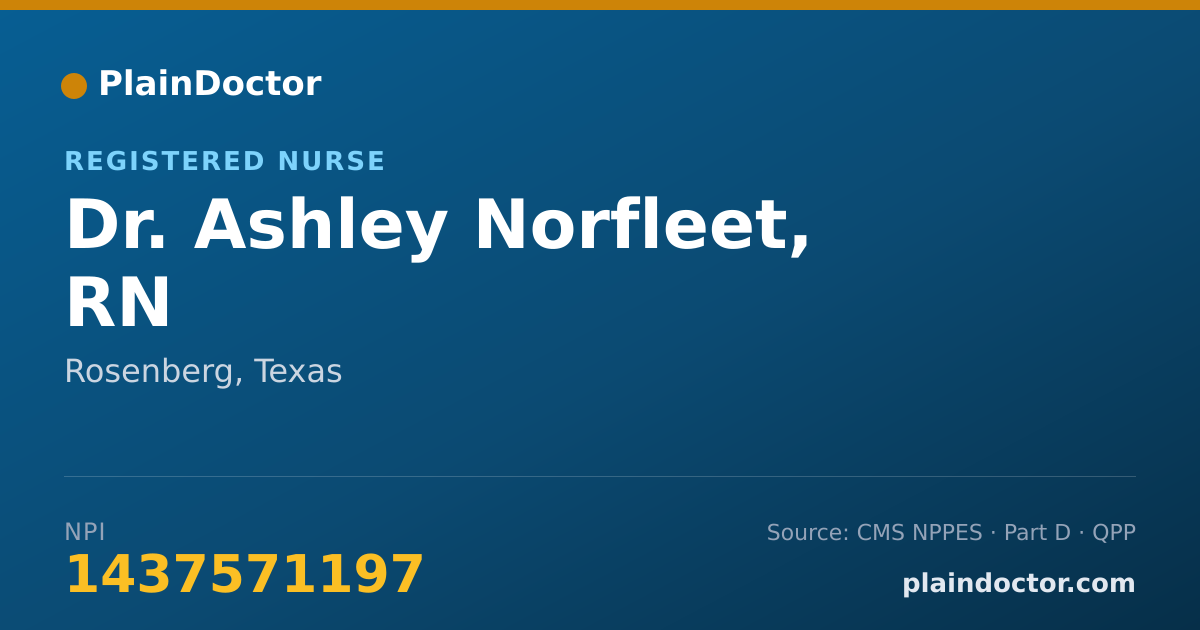 Shareable card for Ashley Norfleet, RN - Registered Nurse, Rosenberg, TX