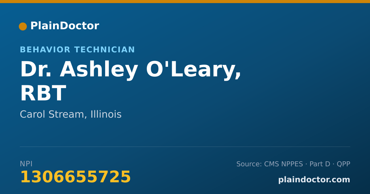 Shareable card for Ashley O'Leary, RBT - Behavior Technician, Carol Stream, IL