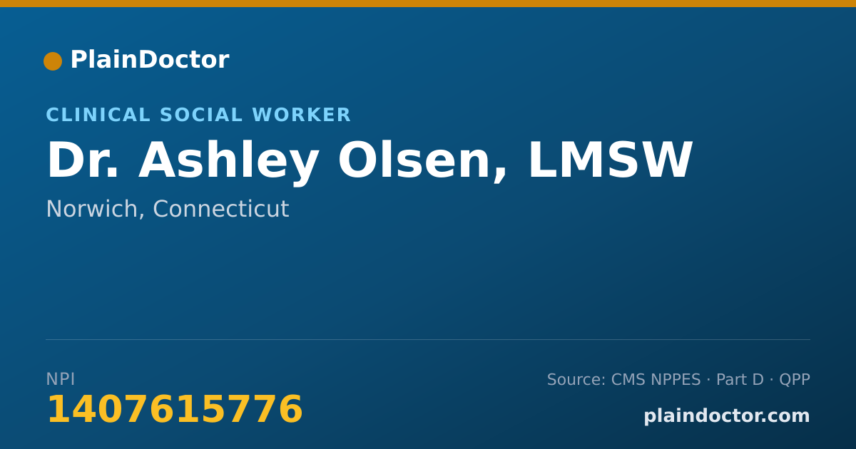Shareable card for Ashley Olsen, LMSW - Clinical Social Worker, Norwich, CT