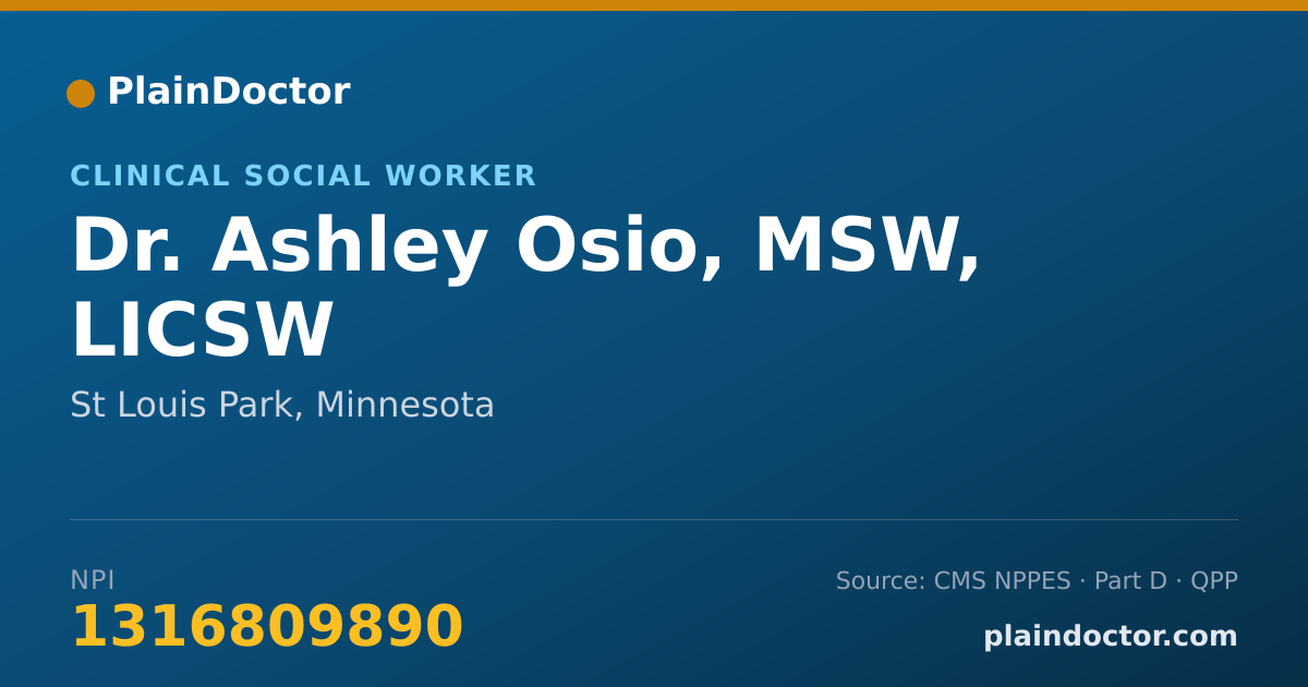Shareable card for Ashley Osio, MSW, LICSW - Clinical Social Worker, St Louis Park, MN