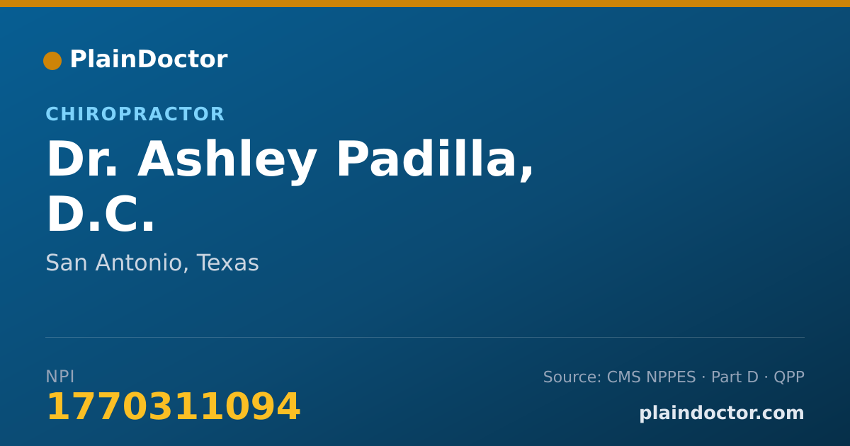 Shareable card for Ashley Padilla, D.C. - Chiropractor, San Antonio, TX