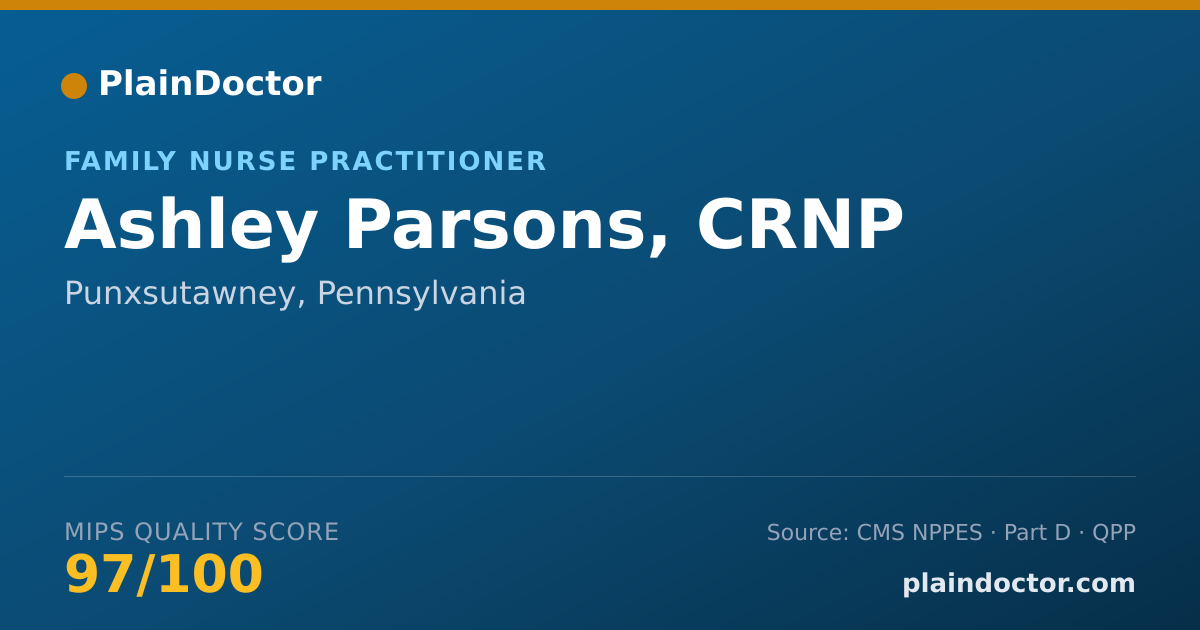 Shareable card for Ashley Parsons, CRNP - Family Nurse Practitioner, Punxsutawney, PA
