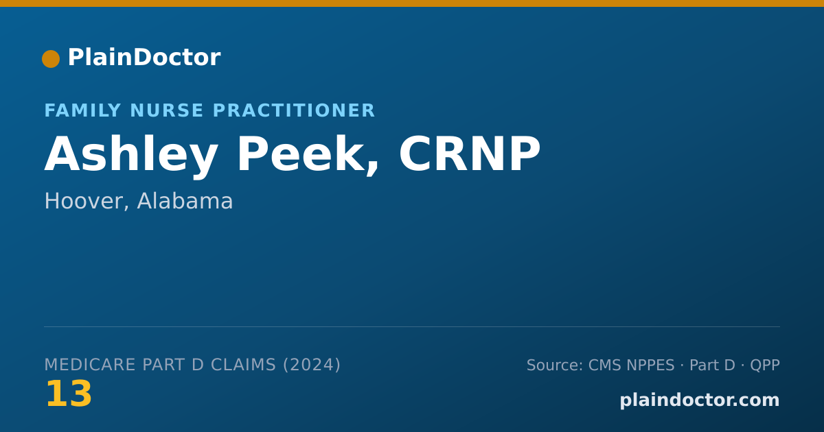Shareable card for Ashley Peek, CRNP - Family Nurse Practitioner, Hoover, AL