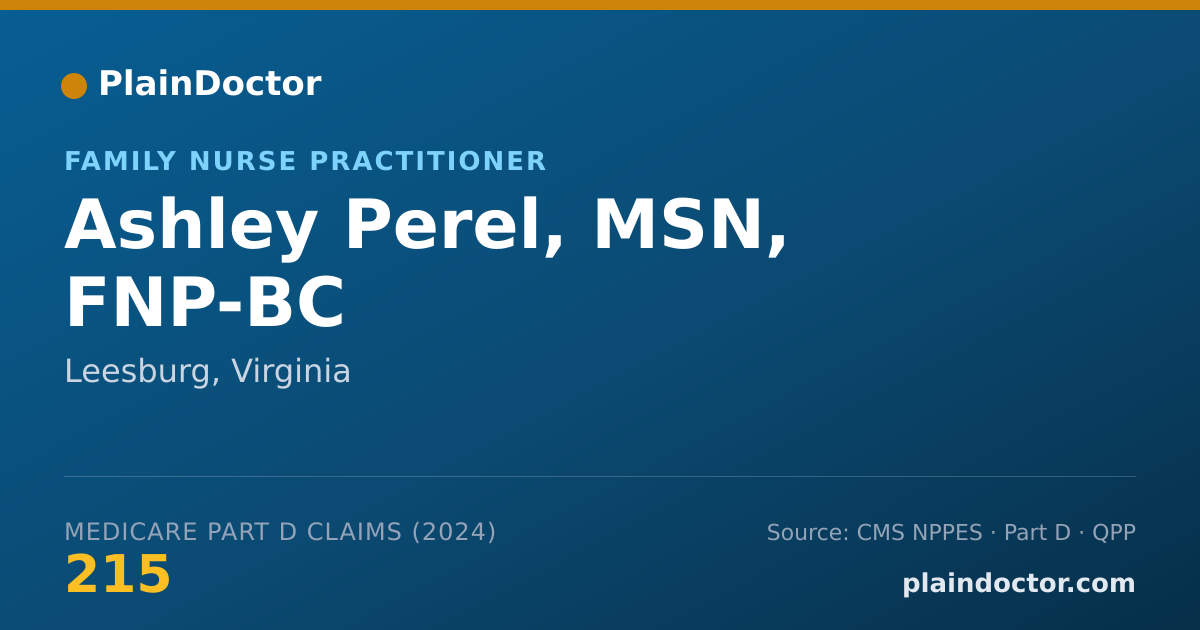 Shareable card for Ashley Perel, MSN, FNP-BC - Family Nurse Practitioner, Leesburg, VA