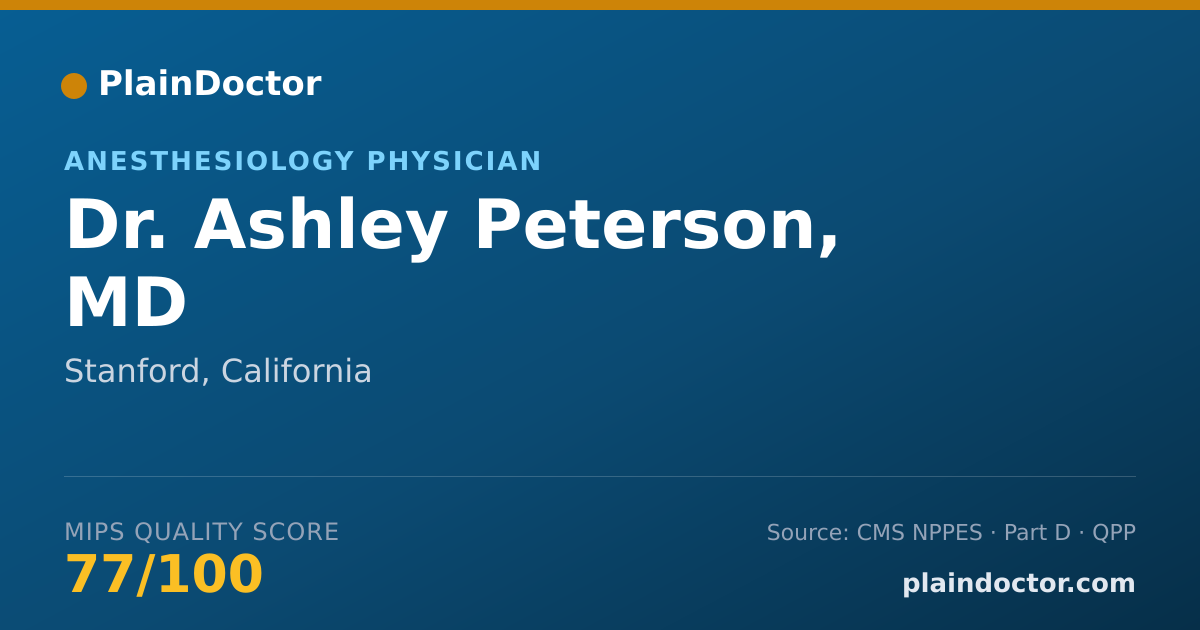 Shareable card for Ashley Peterson, MD - Anesthesiology Physician, Stanford, CA