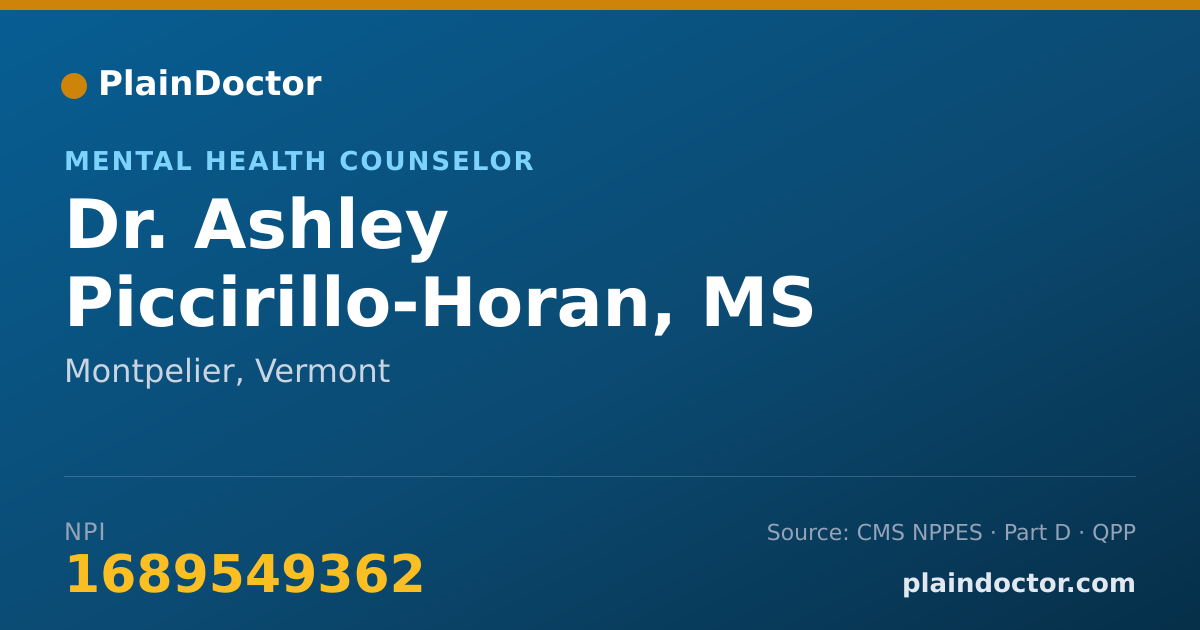 Shareable card for Ashley Piccirillo-Horan, MS - Mental Health Counselor, Montpelier, VT