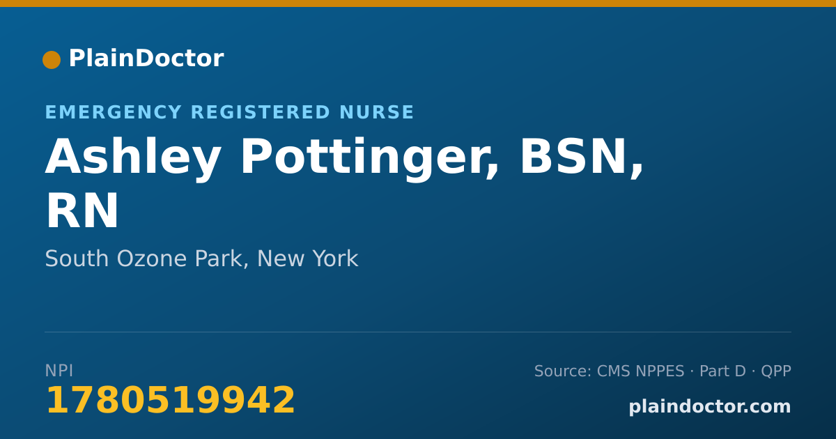 Shareable card for Ashley Pottinger, BSN, RN - Emergency Registered Nurse, South Ozone Park, NY