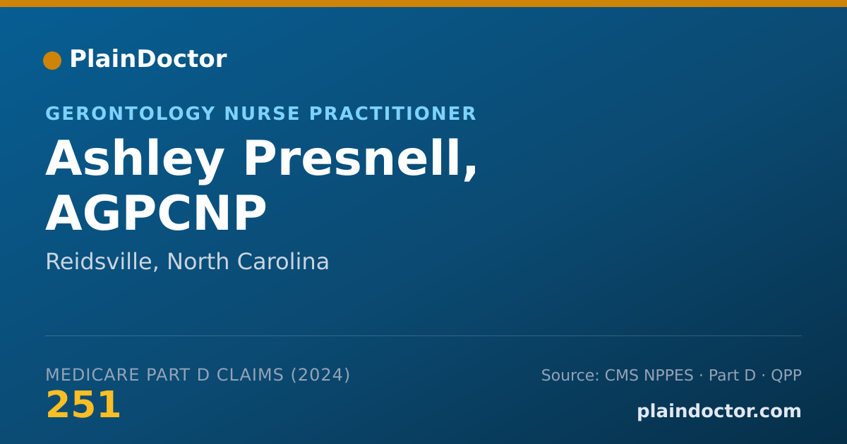 Shareable card for Ashley Presnell, AGPCNP - Nurse Practitioner, Reidsville, NC
