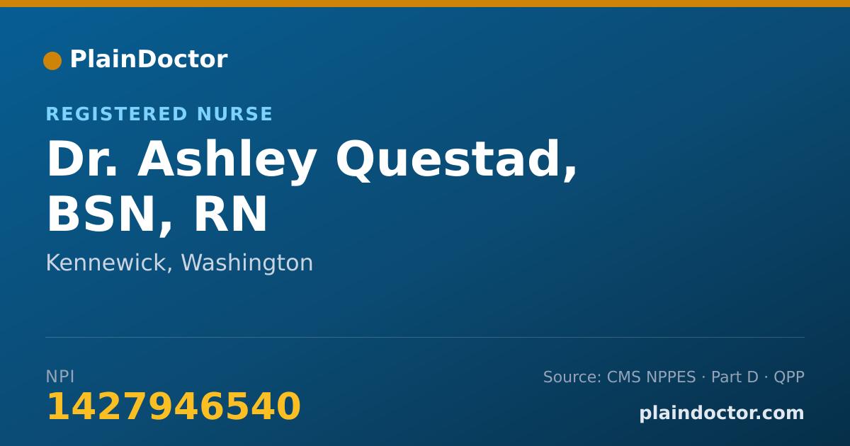 Shareable card for Ashley Questad, BSN, RN - Registered Nurse, Kennewick, WA