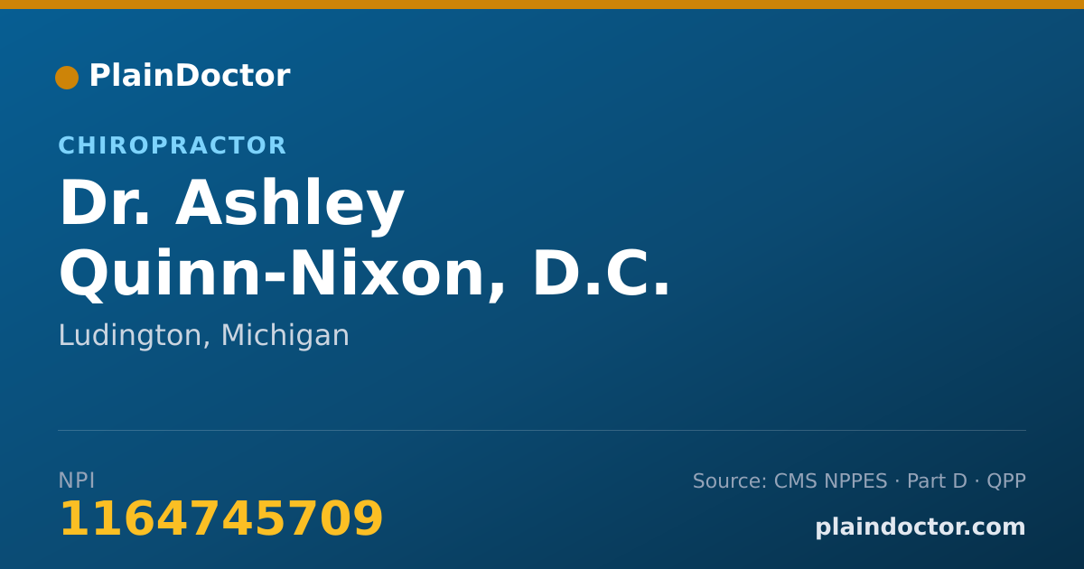 Shareable card for Ashley Quinn-Nixon, D.C. - Chiropractor, Ludington, MI