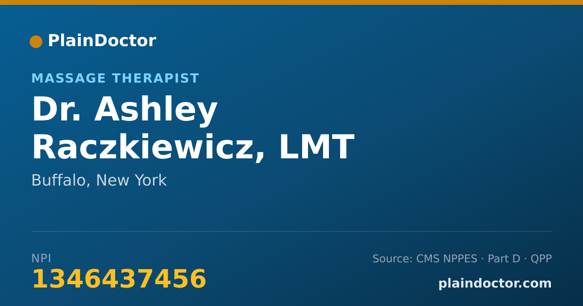 Shareable card for Ashley Raczkiewicz, LMT - Massage Therapist, Buffalo, NY