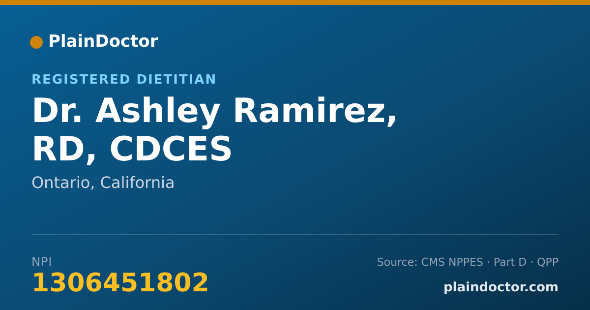 Shareable card for Ashley Ramirez, RD, CDCES - Registered Dietitian, Ontario, CA