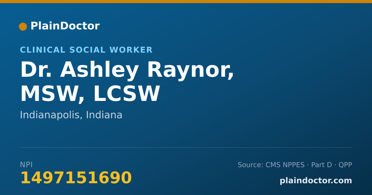 Shareable card for Ashley Raynor, MSW, LCSW - Clinical Social Worker, Indianapolis, IN