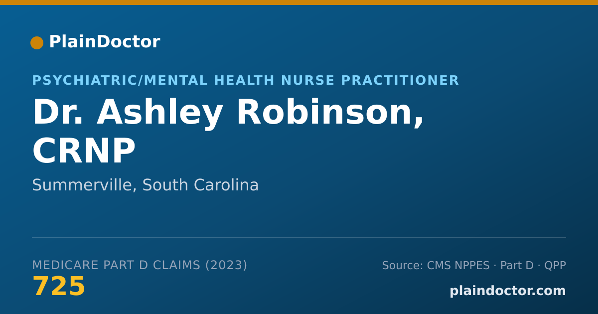 Shareable card for Ashley Robinson, CRNP - Psychiatric/Mental Health Nurse Practitioner, Summerville, SC