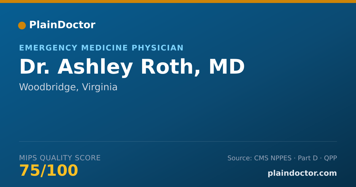 Shareable card for Ashley Roth, MD - Emergency Medicine Physician, Woodbridge, VA