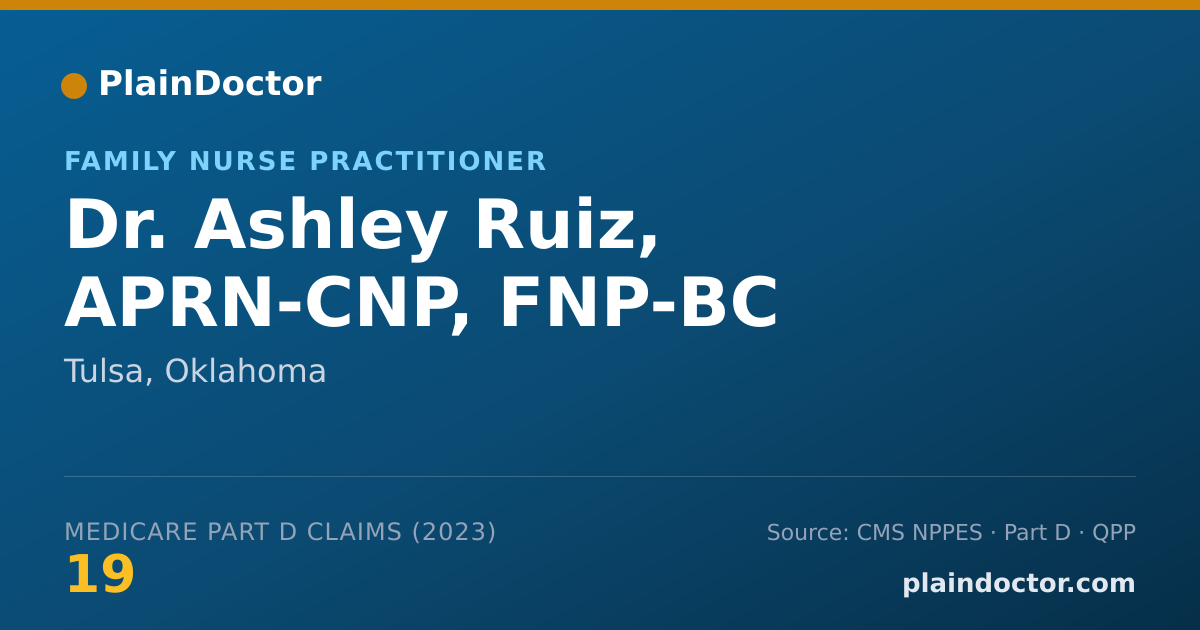 Shareable card for Ashley Ruiz, APRN-CNP, FNP-BC - Family Nurse Practitioner, Tulsa, OK