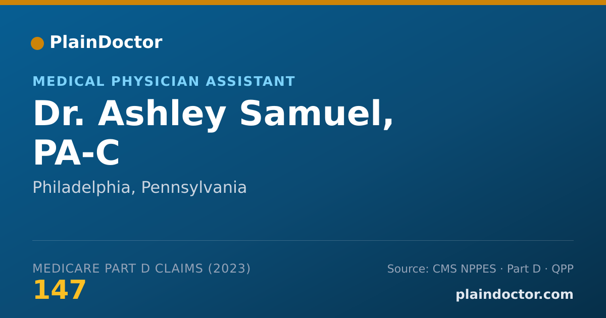 Shareable card for Ashley Samuel, PA-C - Medical Physician Assistant, Philadelphia, PA