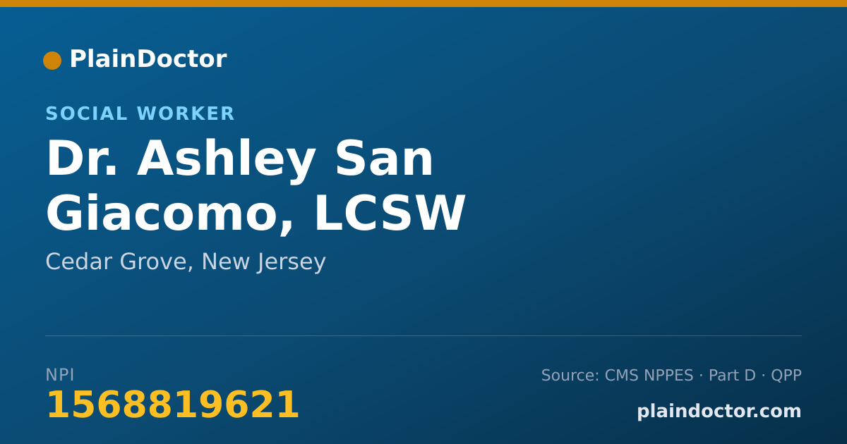 Shareable card for Ashley San Giacomo, LCSW - Social Worker, Cedar Grove, NJ