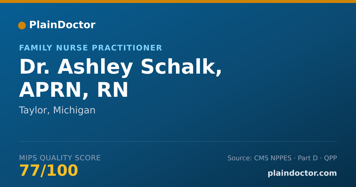 Shareable card for Ashley Schalk, APRN, RN - Family Nurse Practitioner, Taylor, MI