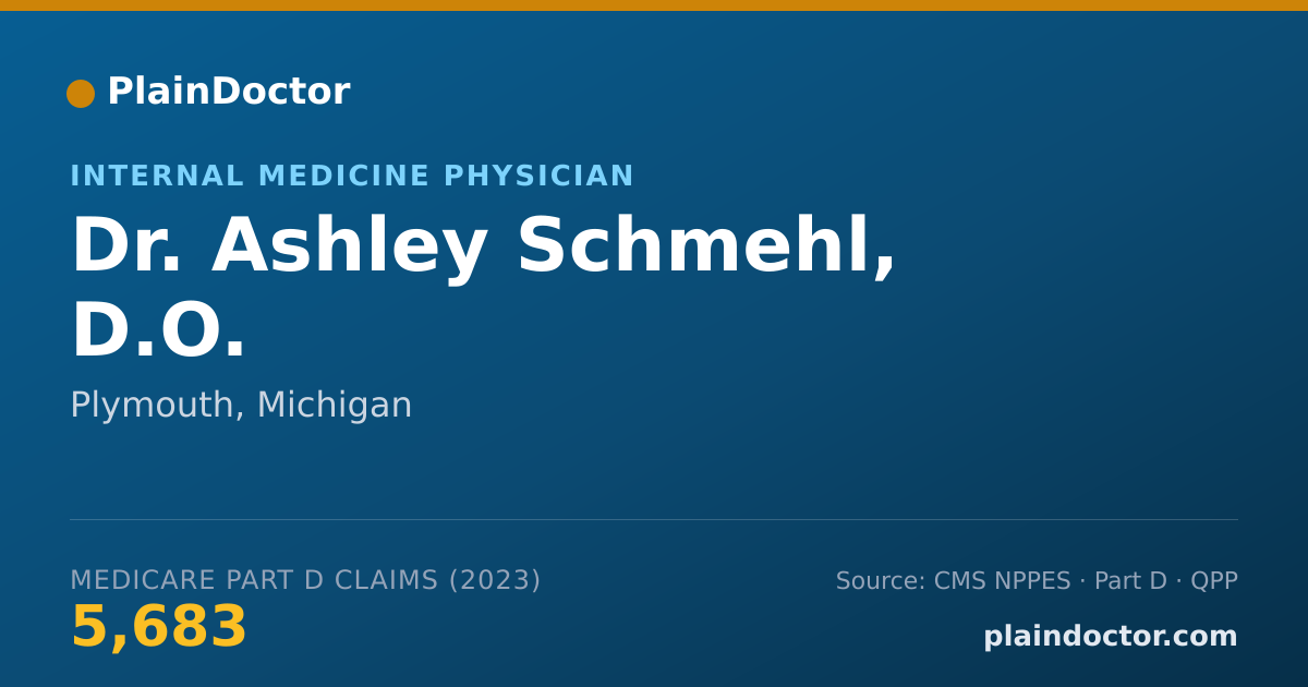 Shareable card for Ashley Schmehl, D.O. - Internal Medicine Physician, Plymouth, MI