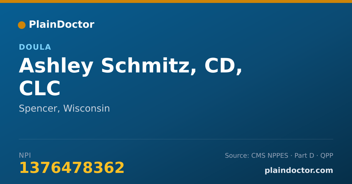 Shareable card for Ashley Schmitz, CD, CLC - Doula, Spencer, WI