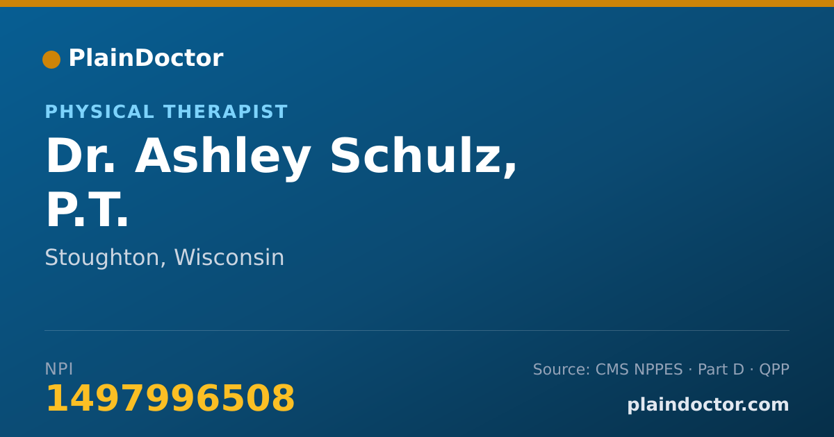 Shareable card for Ashley Schulz, P.T. - Physical Therapist, Stoughton, WI