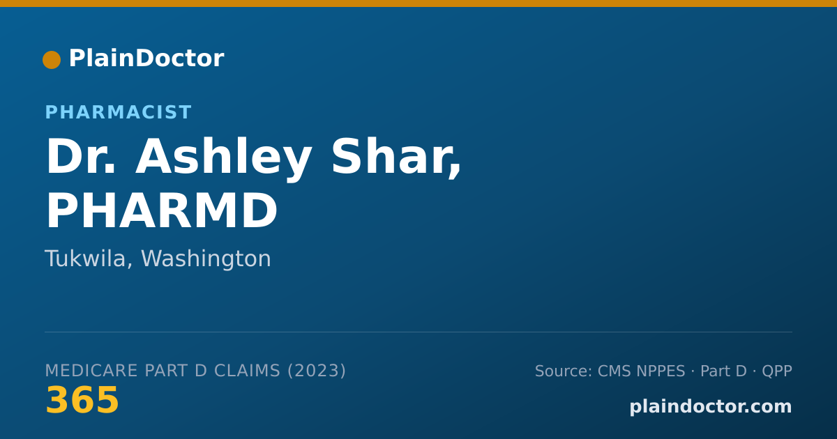 Shareable card for Ashley Shar, PHARMD - Pharmacist, Tukwila, WA