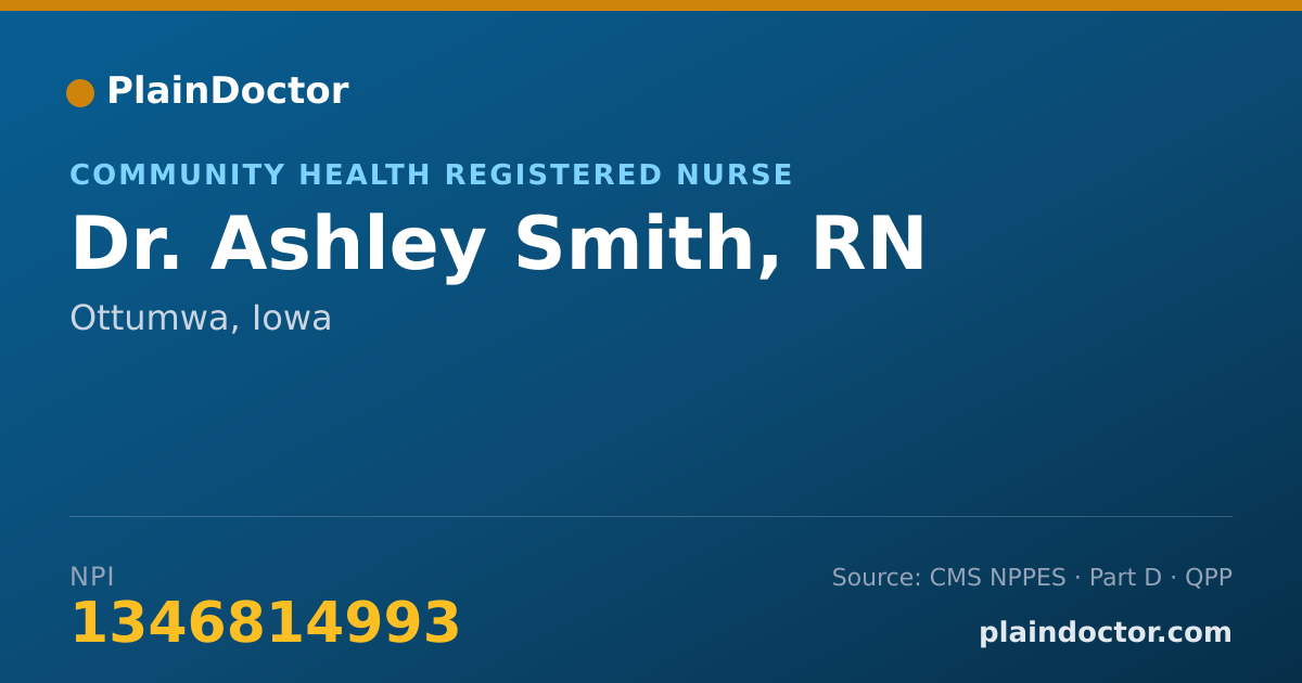 Shareable card for Ashley Smith, RN - Community Health Registered Nurse, Ottumwa, IA