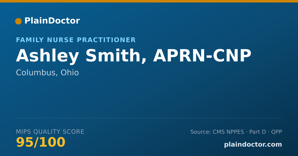 Shareable card for Ashley Smith, APRN-CNP - Family Nurse Practitioner, Columbus, OH