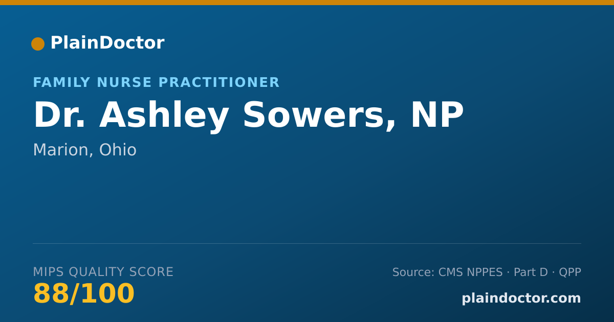 Shareable card for Ashley Sowers, NP - Family Nurse Practitioner, Marion, OH